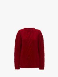 CABLE KNIT CREWNECK SWEATER in red | JW Anderson US  Product Image