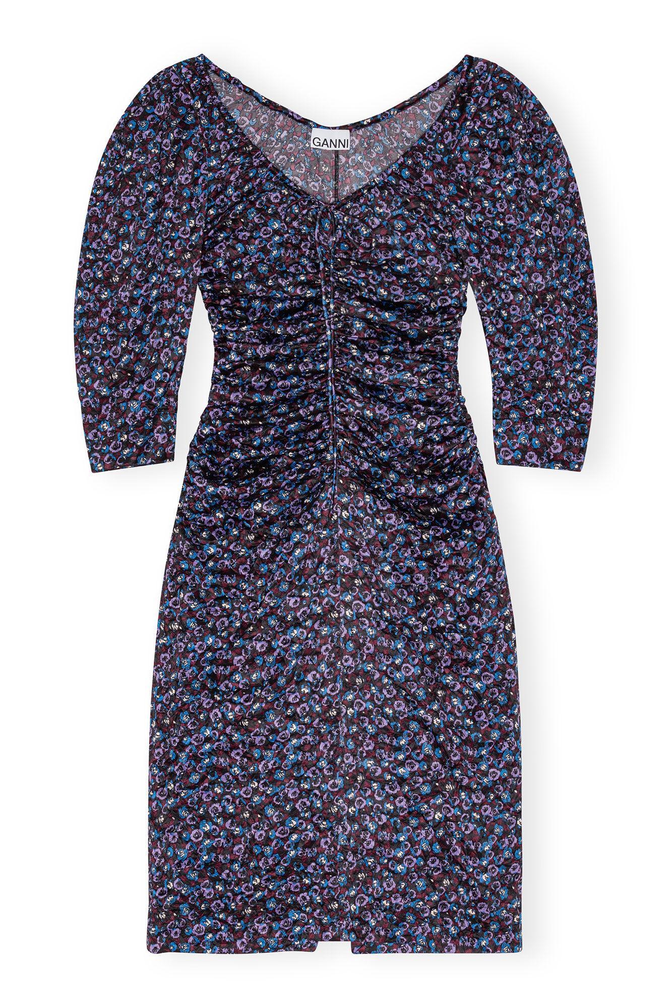 Floral Crinkled Satin U-neck Midi Dress Product Image