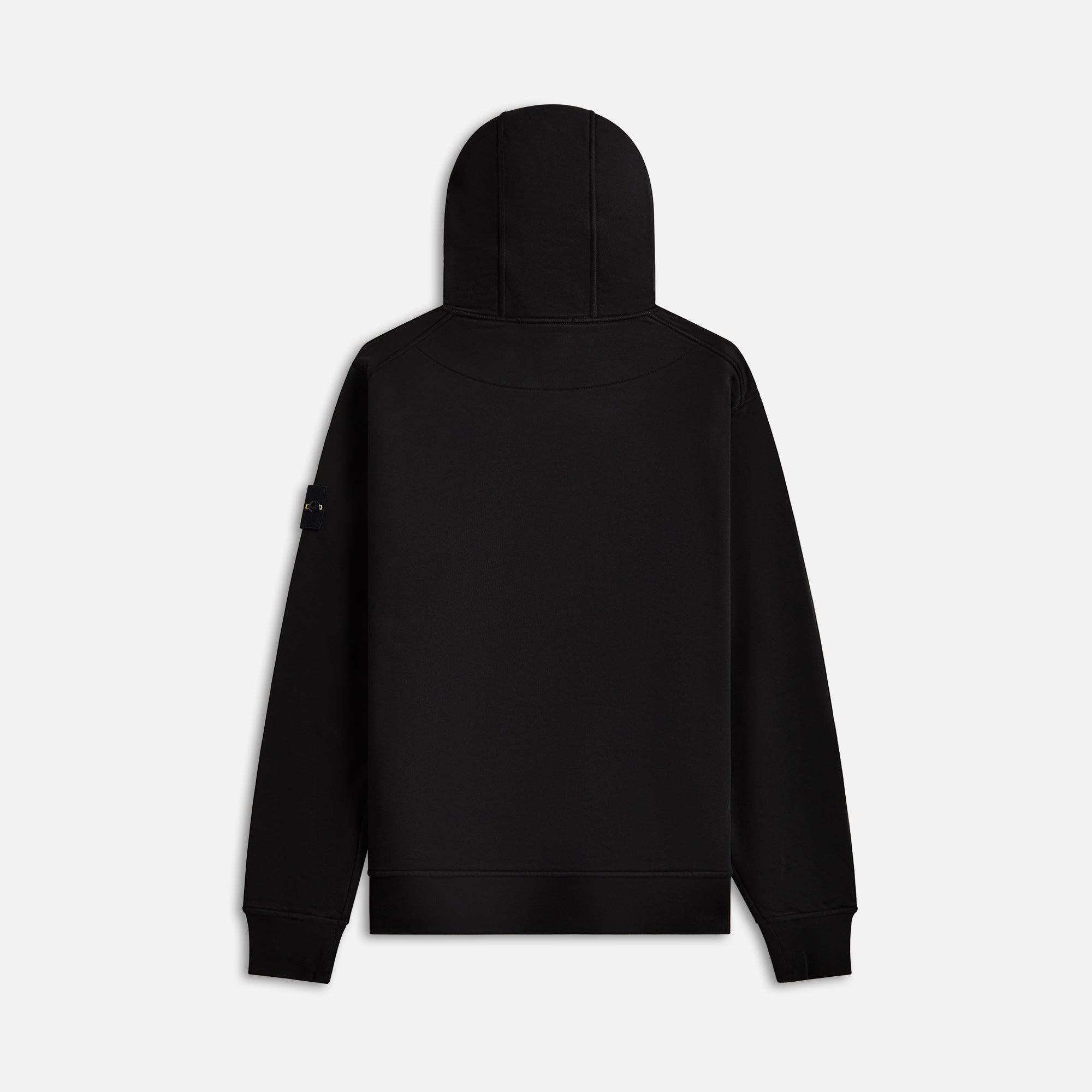 Stone Island Garment Dyed Cotton Hoodie - Black Male Product Image