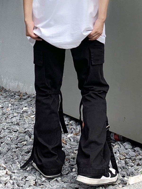 Men's Metal Strap Black Cargo Pants Product Image