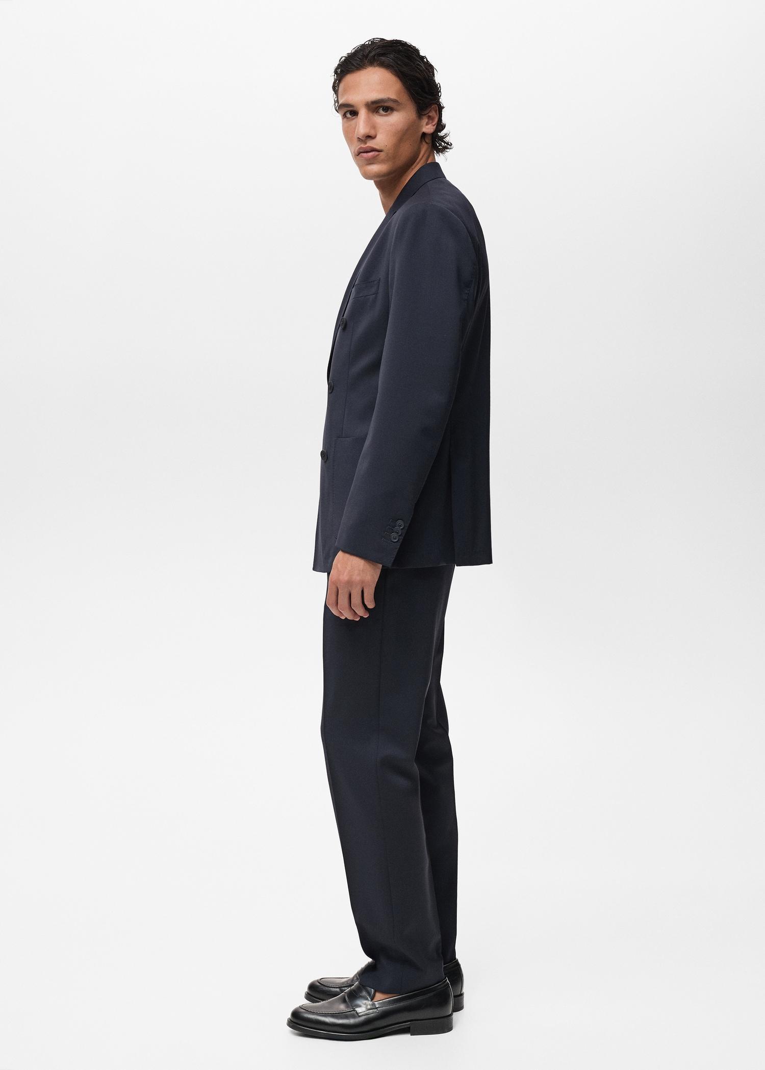 100% cold wool double-breasted suit blazer - Men | MANGO USA Product Image