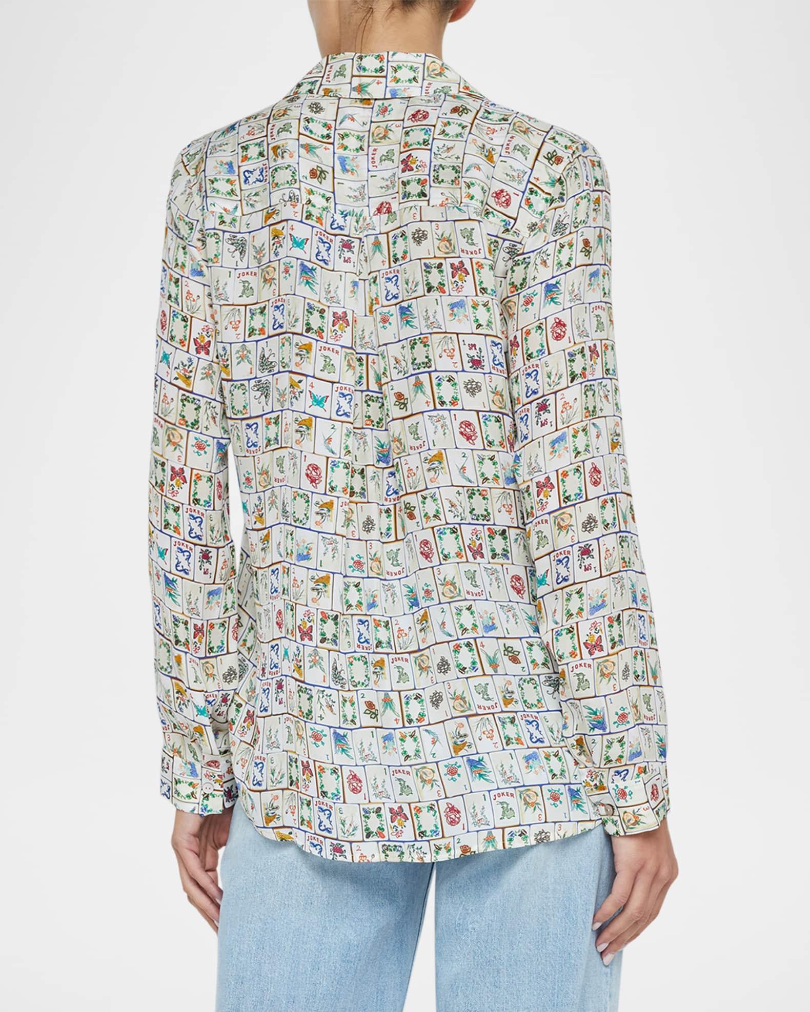 Nina Mahjong Button-Front Silk Blouse Product Image