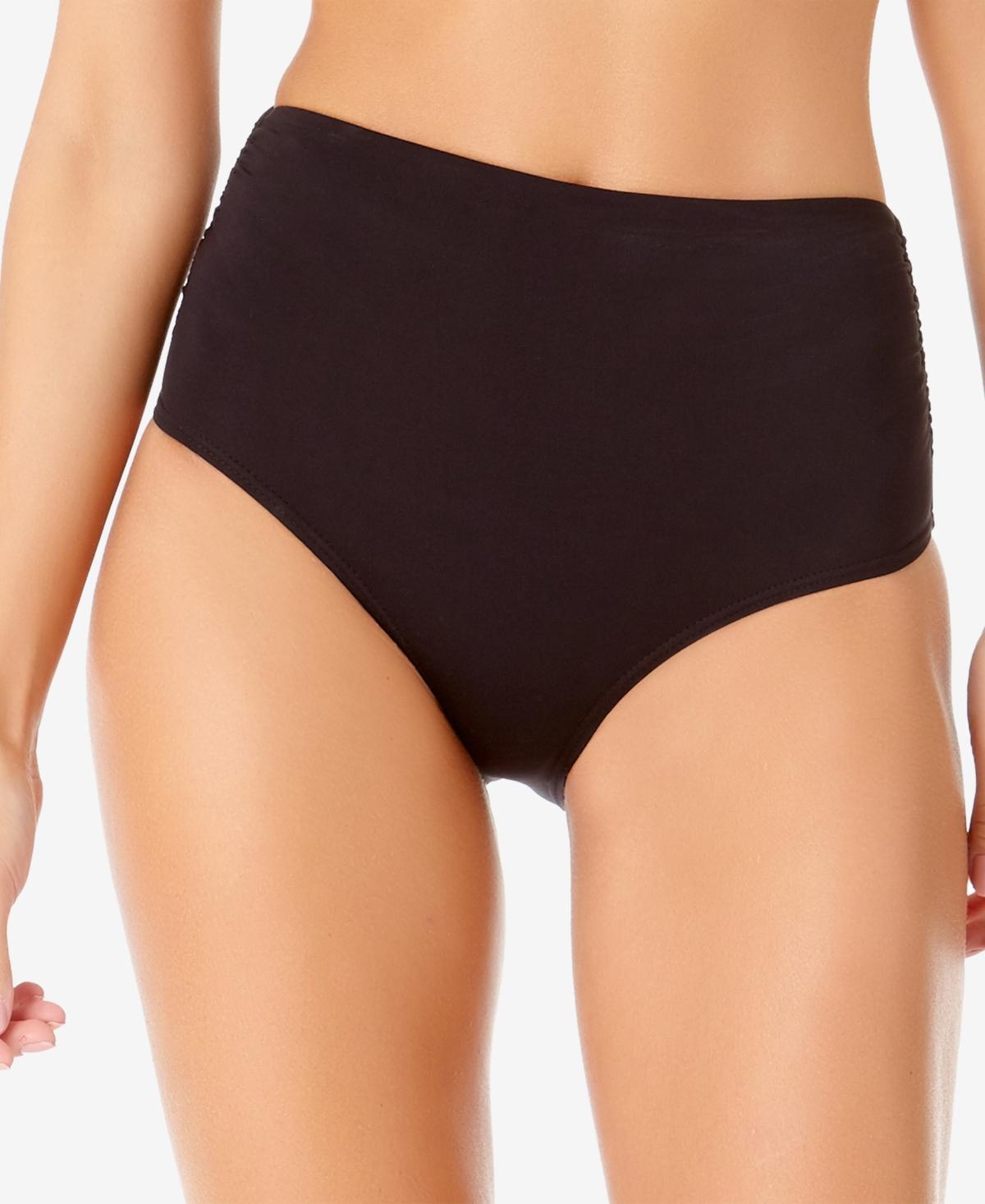 Anne Cole Women's Live In Color Convertible High Waist Shirred Swim Bottom in Black at Nordstrom, Size Large Product Image