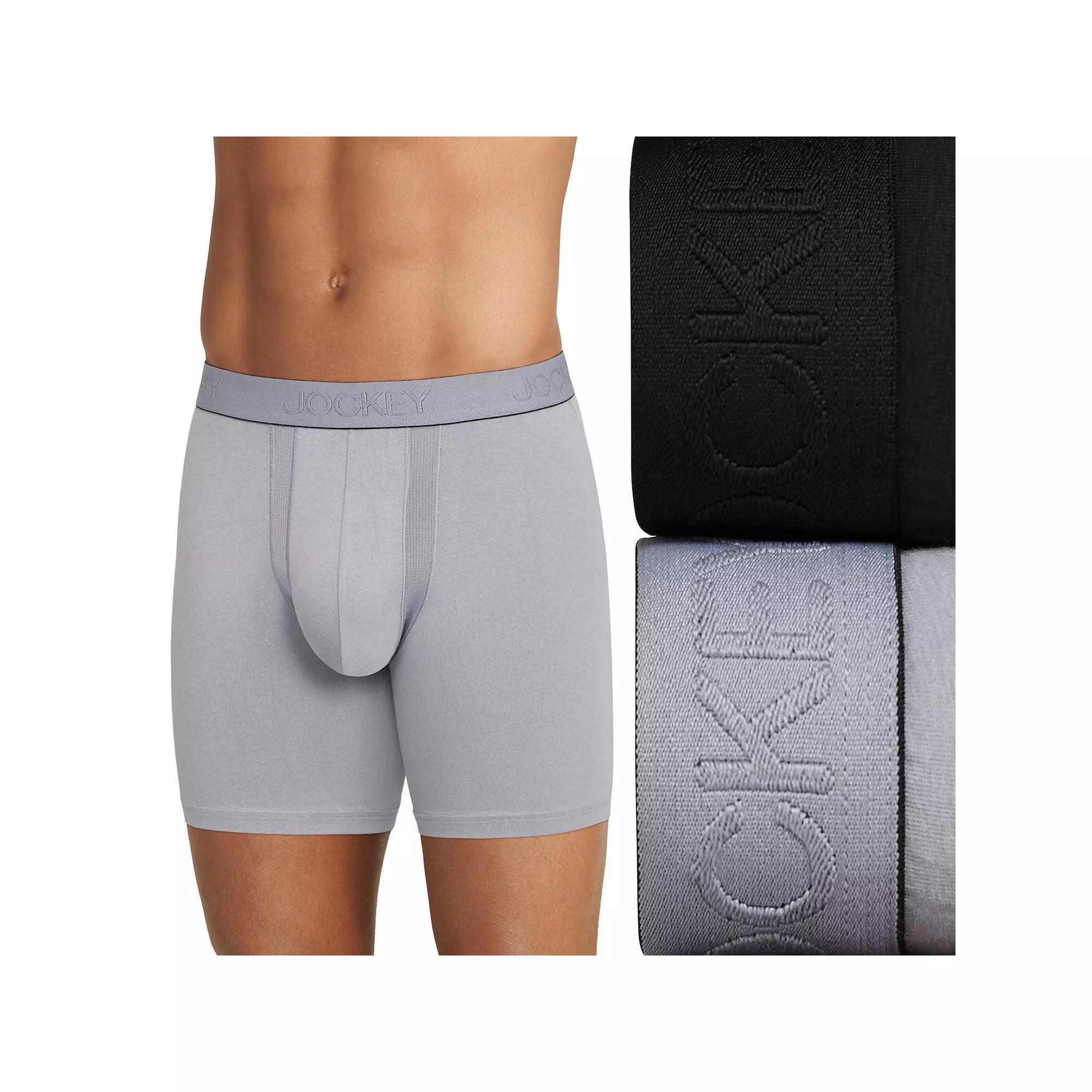 Big & Tall Jockey® Big Man Chafe Proof Pouch 2-Pack Boxer Briefs, Men's, Size: 5XL, Gray Navy Product Image