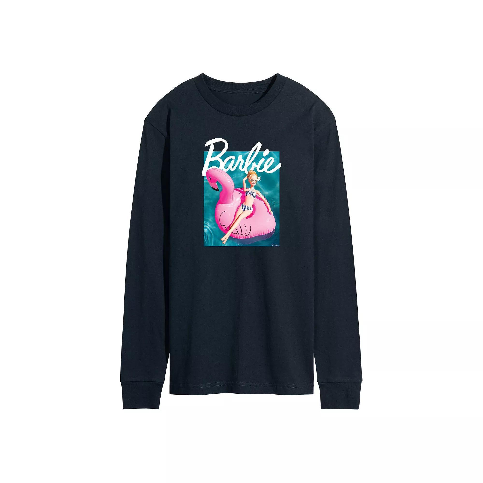 Mens Barbie Pool Flamingo Long Sleeve Graphic Tee Product Image