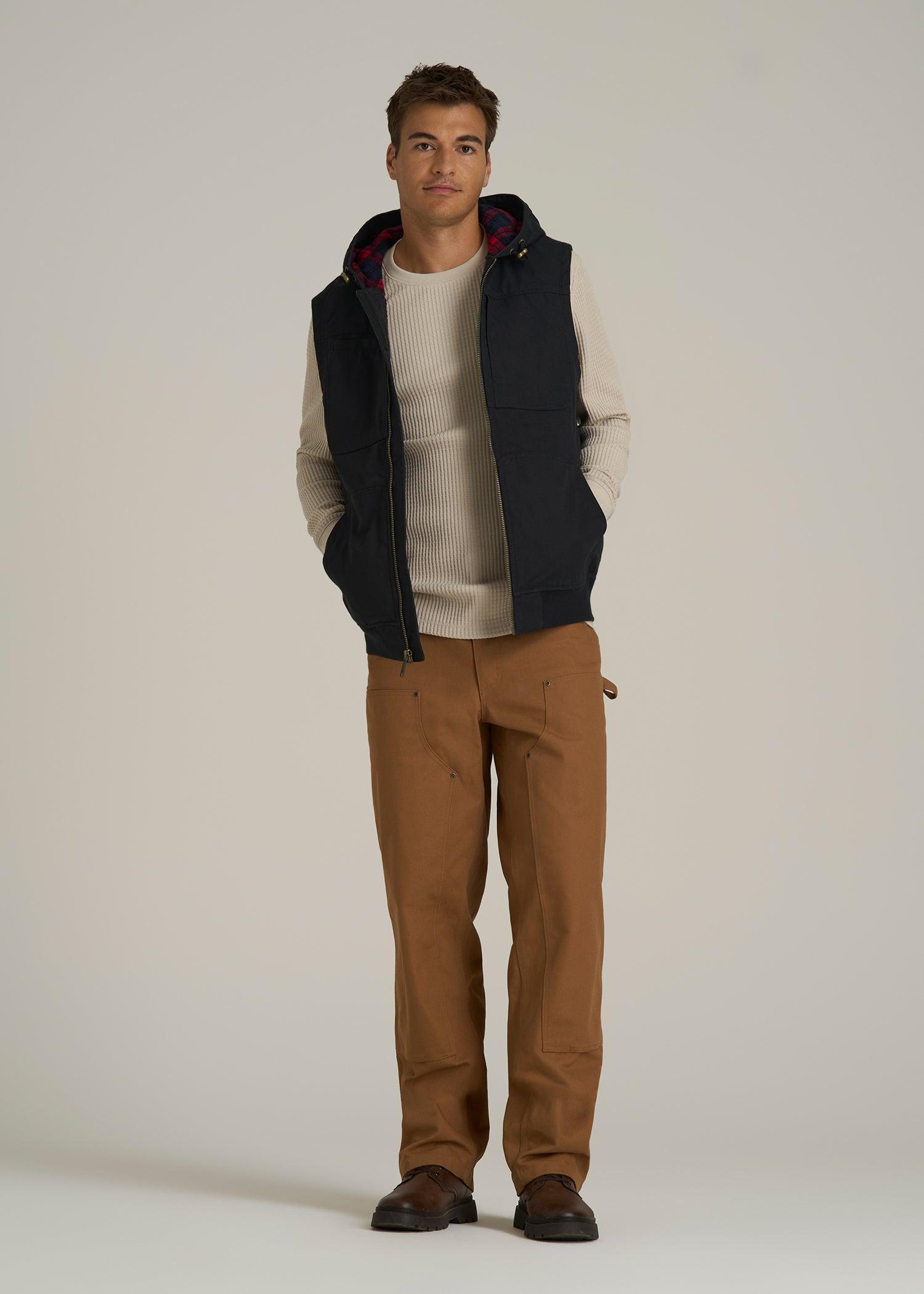 LJ&S Flannel-Lined Canvas Work Vest for Tall Men in Black Male Product Image