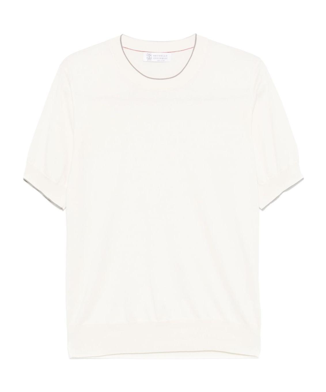 BRUNELLO CUCINELLI Fine-knit T-shirt In White Product Image