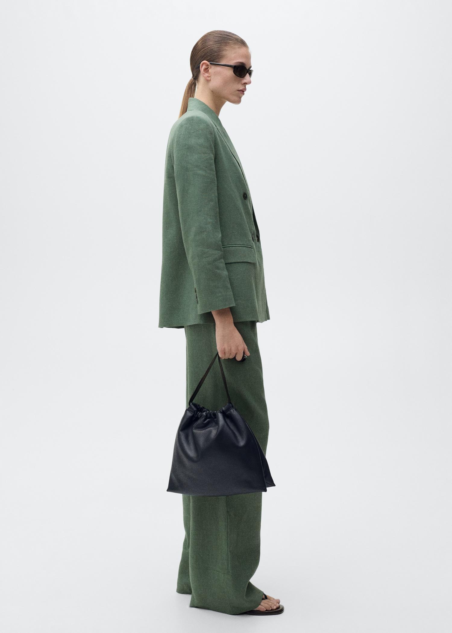 Straight linen-blend trousers - Women | MANGO USA Product Image
