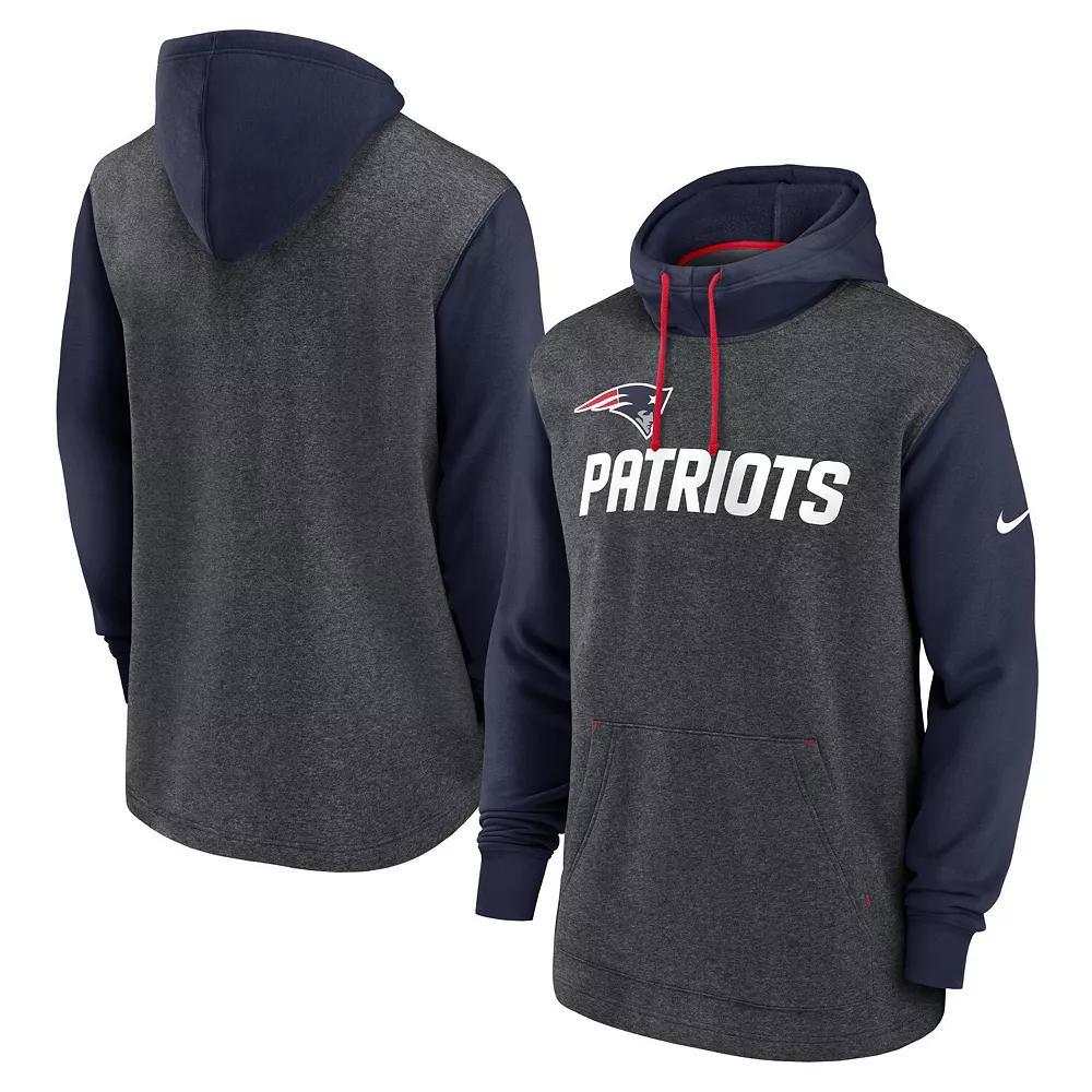 Men's Nike Heathered Charcoal/Navy New England Patriots Surrey Legacy Pullover Hoodie, Size: XL Product Image