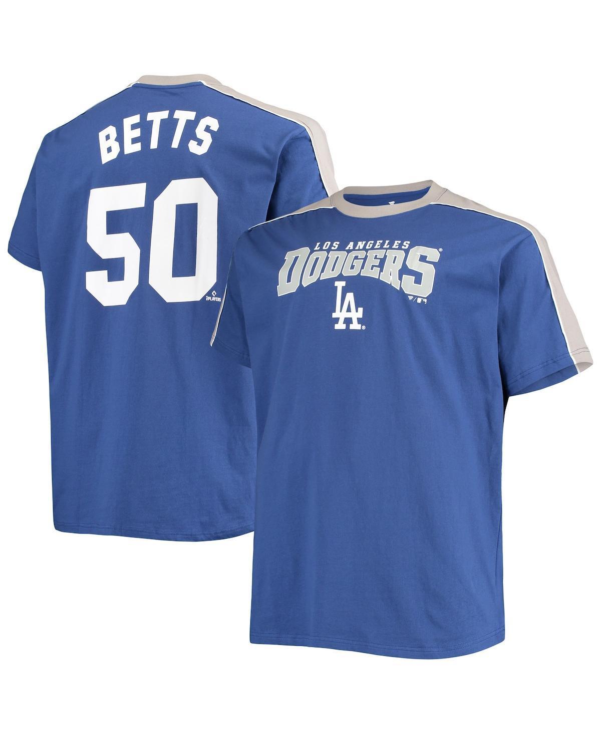 Men's Mookie Betts Royal/Gray Los Angeles Dodgers Big & Tall Fashion Piping Player T-Shirt, Size: 2XLT, Blue Product Image