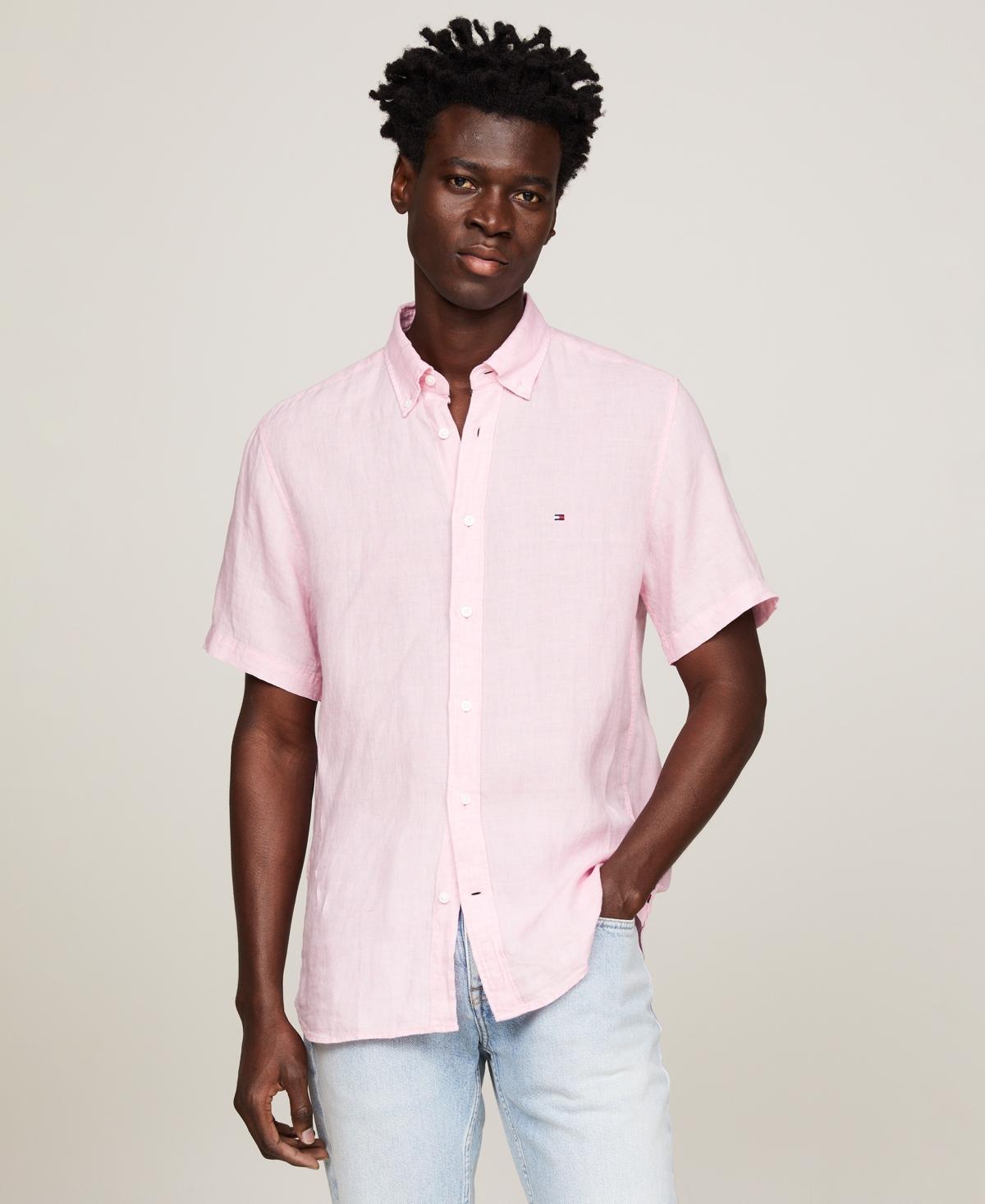 Tommy Hilfiger Mens Regular-Fit Linen Short-Sleeve Shirt Product Image