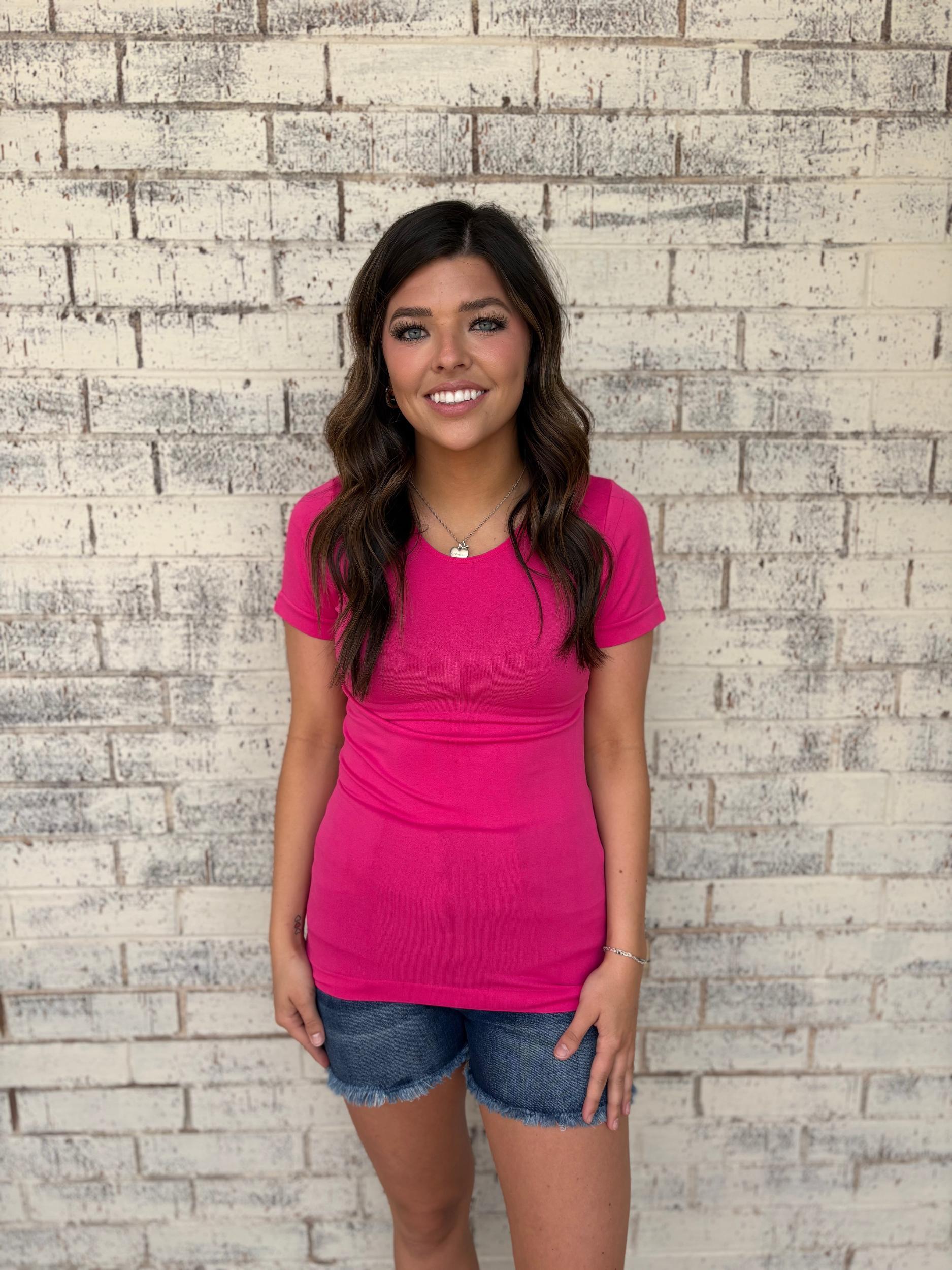 Seamless Round Neck Short Sleeve Top - 5 Colors Product Image