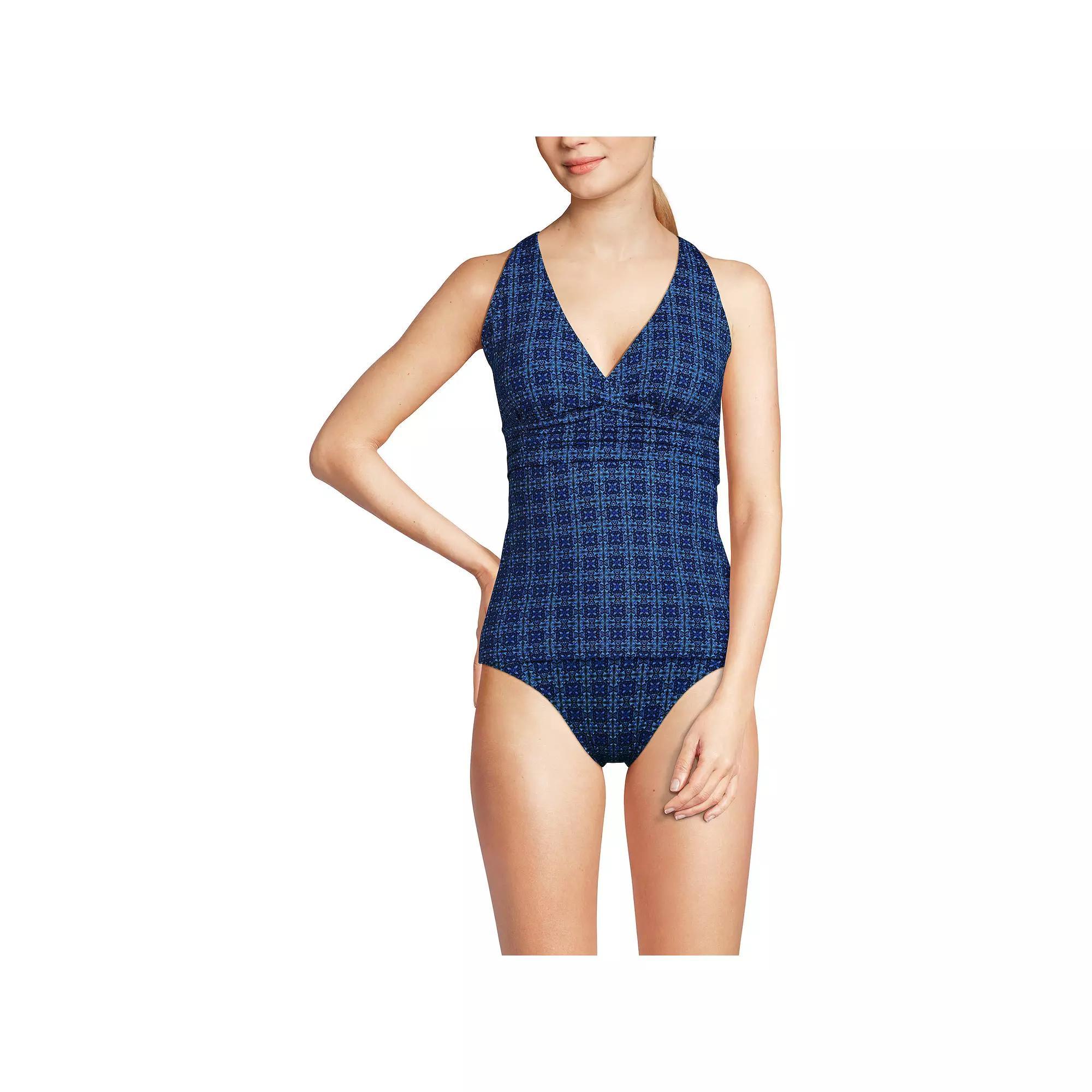 Women's Lands' End V-Neck Plunge X-Back Tankini Top, Size: XL, Dark Red Product Image