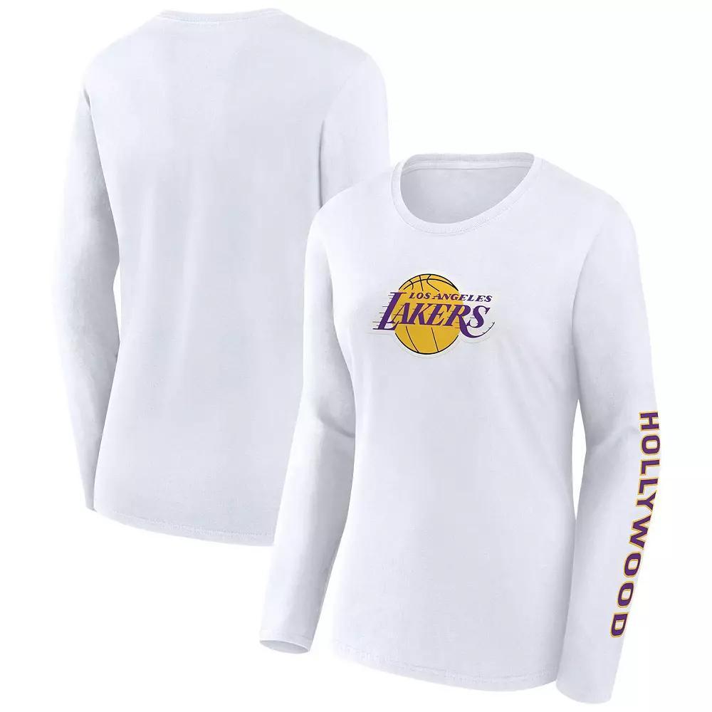 Women's Fanatics White Los Angeles Lakers Long Sleeve T-Shirt, Size: 3XL Product Image