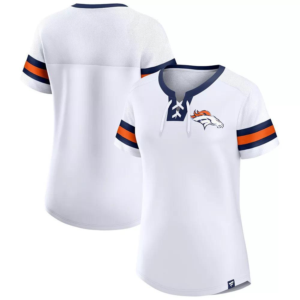 Women's Fanatics Branded White Denver Broncos Sunday Best Lace-Up T-Shirt, Size: Small Product Image