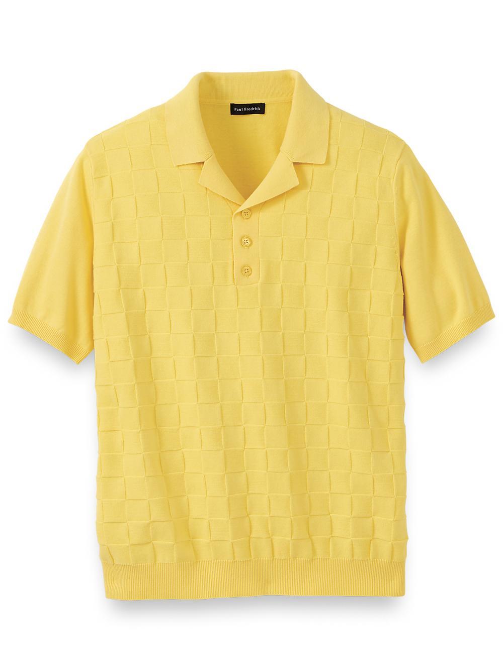 Cotton Three Button Camp Collar Sweater - Green Product Image