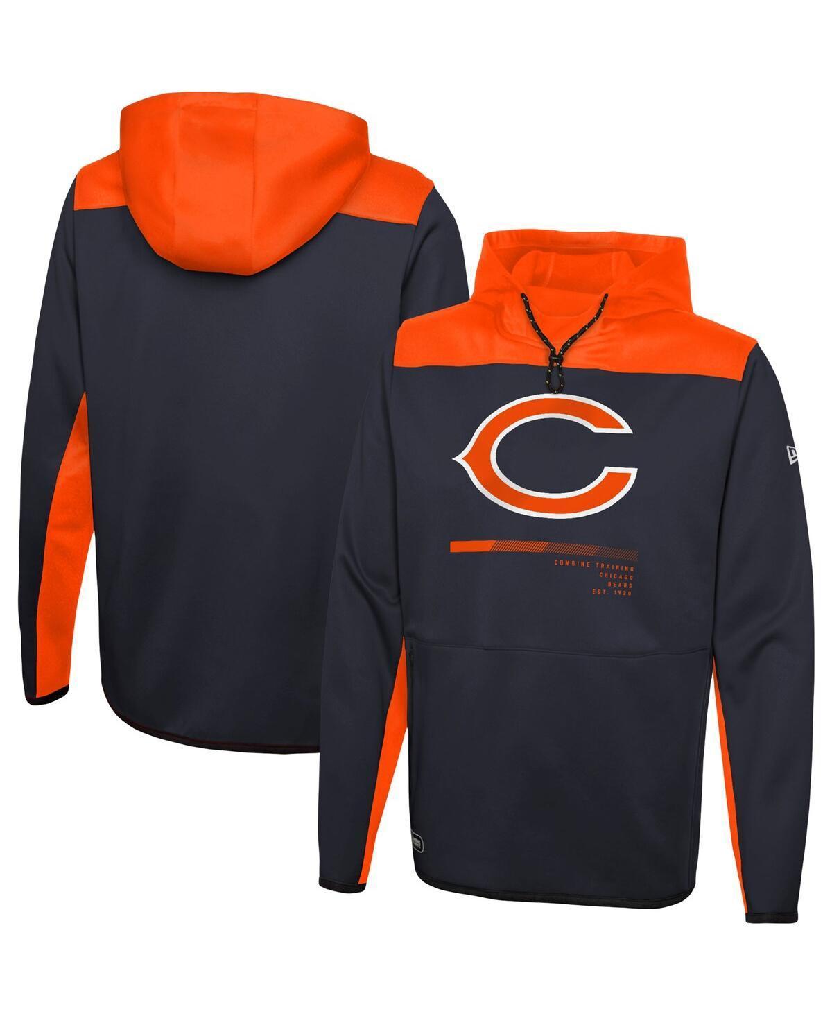 Mens New Era Chicago Bears Combine Authentic Hard Hitter Pullover Hoodie Blue Product Image