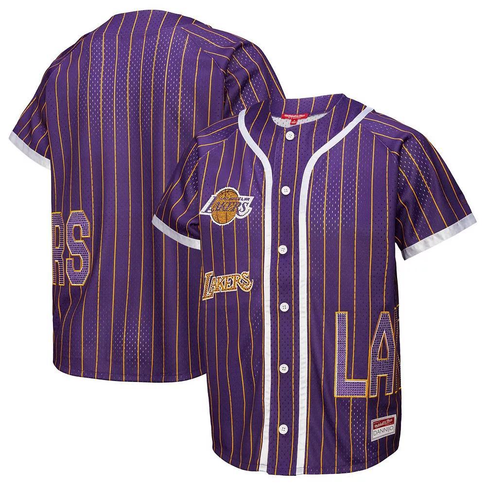 Women's Mitchell & Ness x DANNIJO  Purple Los Angeles Lakers Fashion Baseball Jersey, Size: Medium Product Image