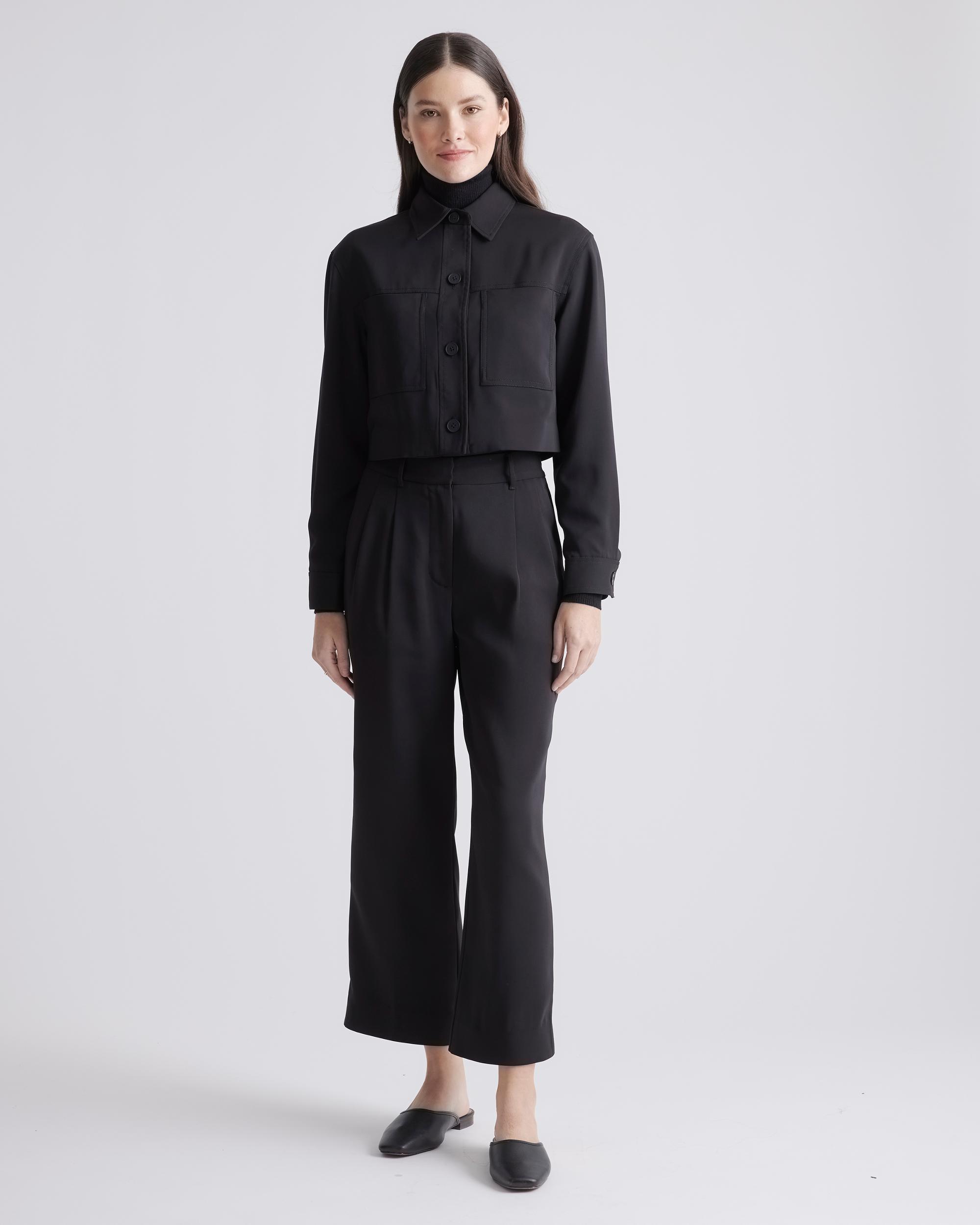 Quince | Women's Stretch Crepe Cropped Jacket Size XL, Recycled Polyester / Spandex Product Image