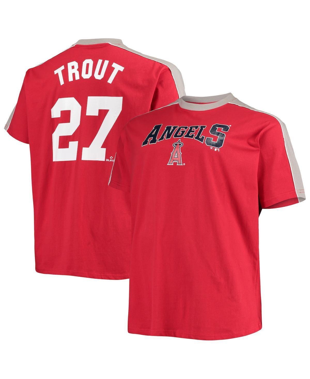 Men's Mike Trout Red/Silver Los Angeles Angels Big & Tall Fashion Piping Player T-Shirt, Size: XLT Product Image