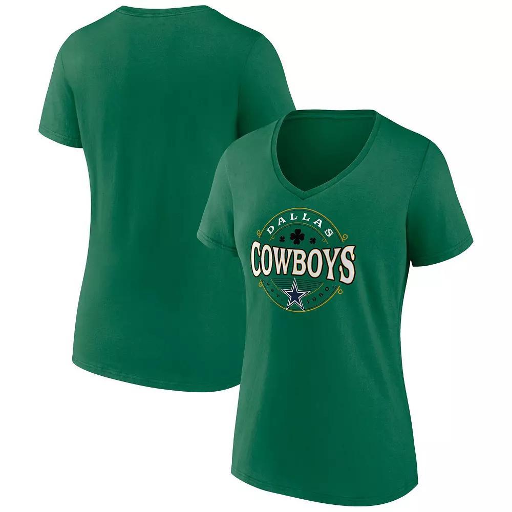 Women's Fanatics Branded Green Dallas Cowboys Lucky Celtic V-Neck T-Shirt, Size: Small Product Image