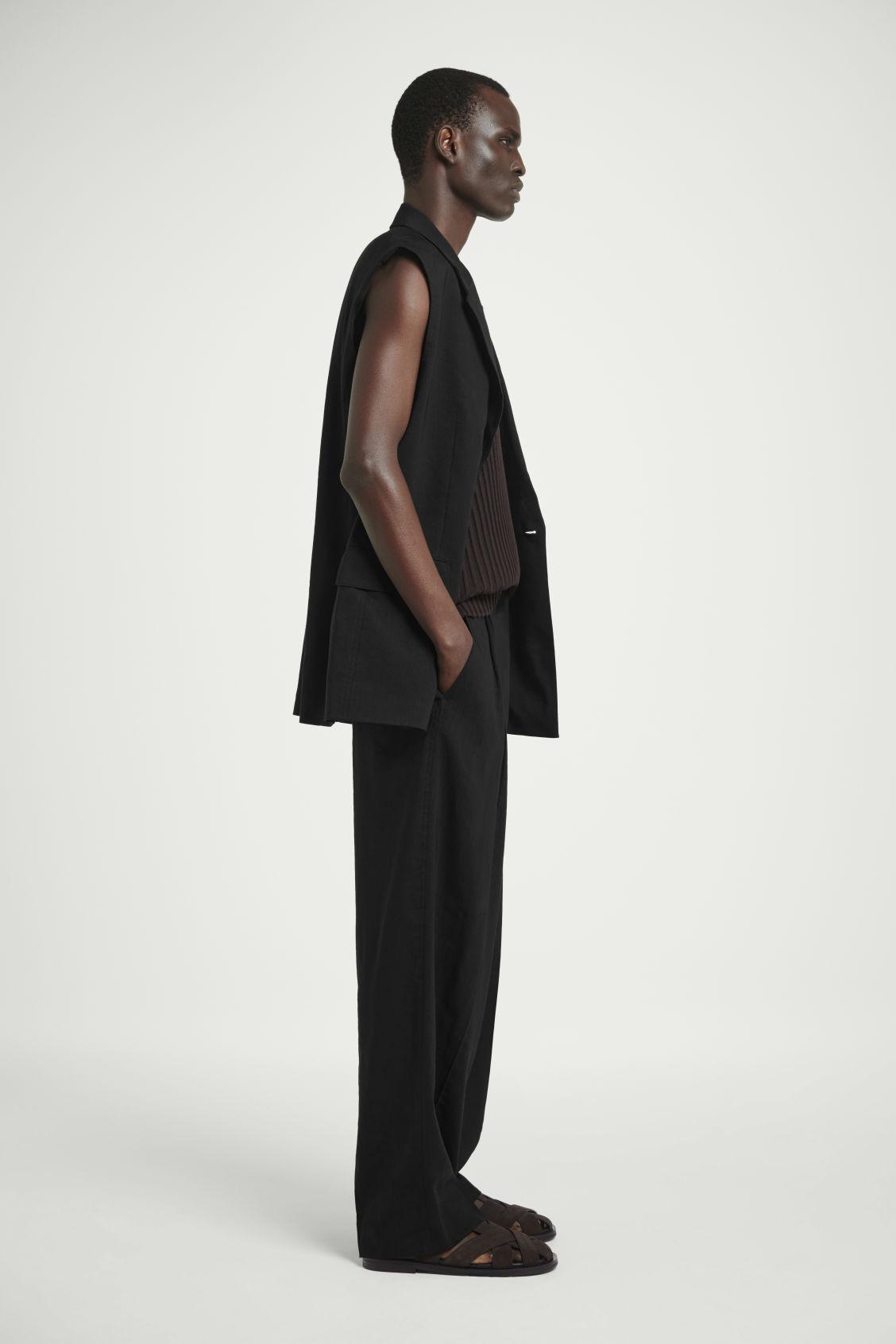 LINEN-BLEND WIDE-LEG TROUSERS Product Image