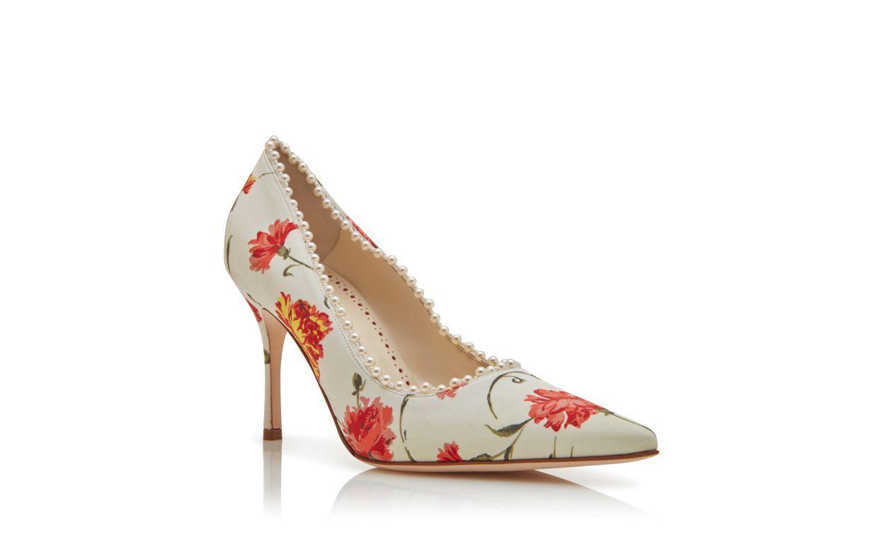 KIFAT Ivory Satin Pearl Detail Pumps Product Image