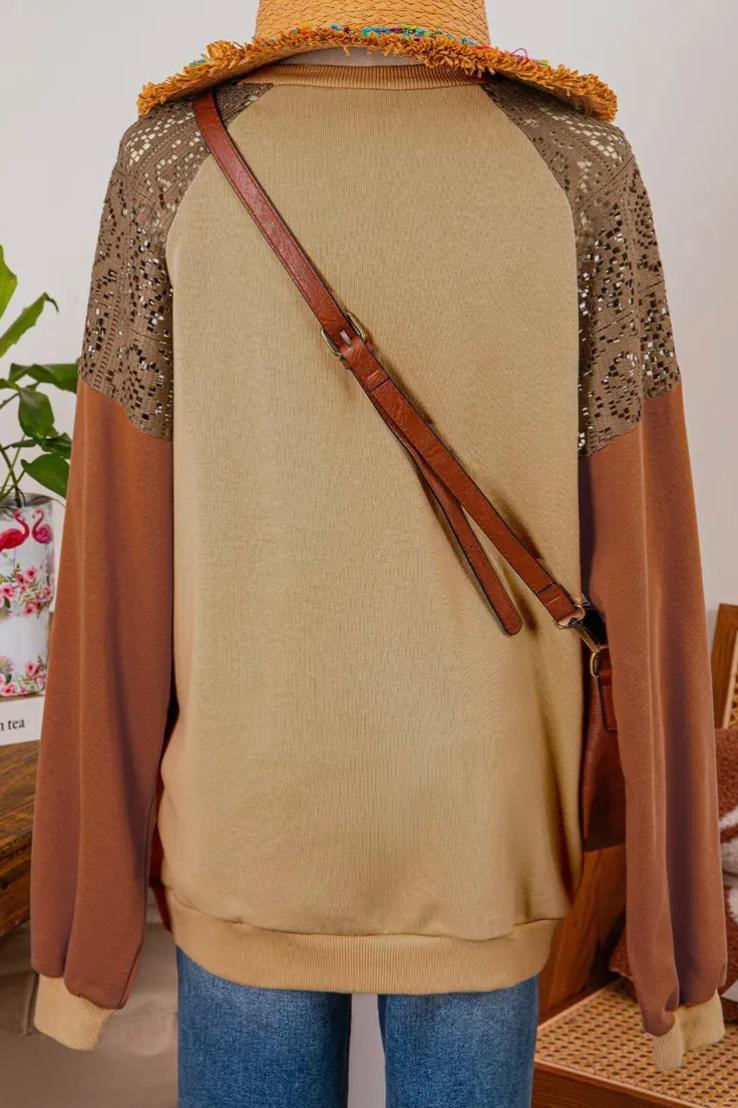 Lace Colorblock Sweatshirt Product Image