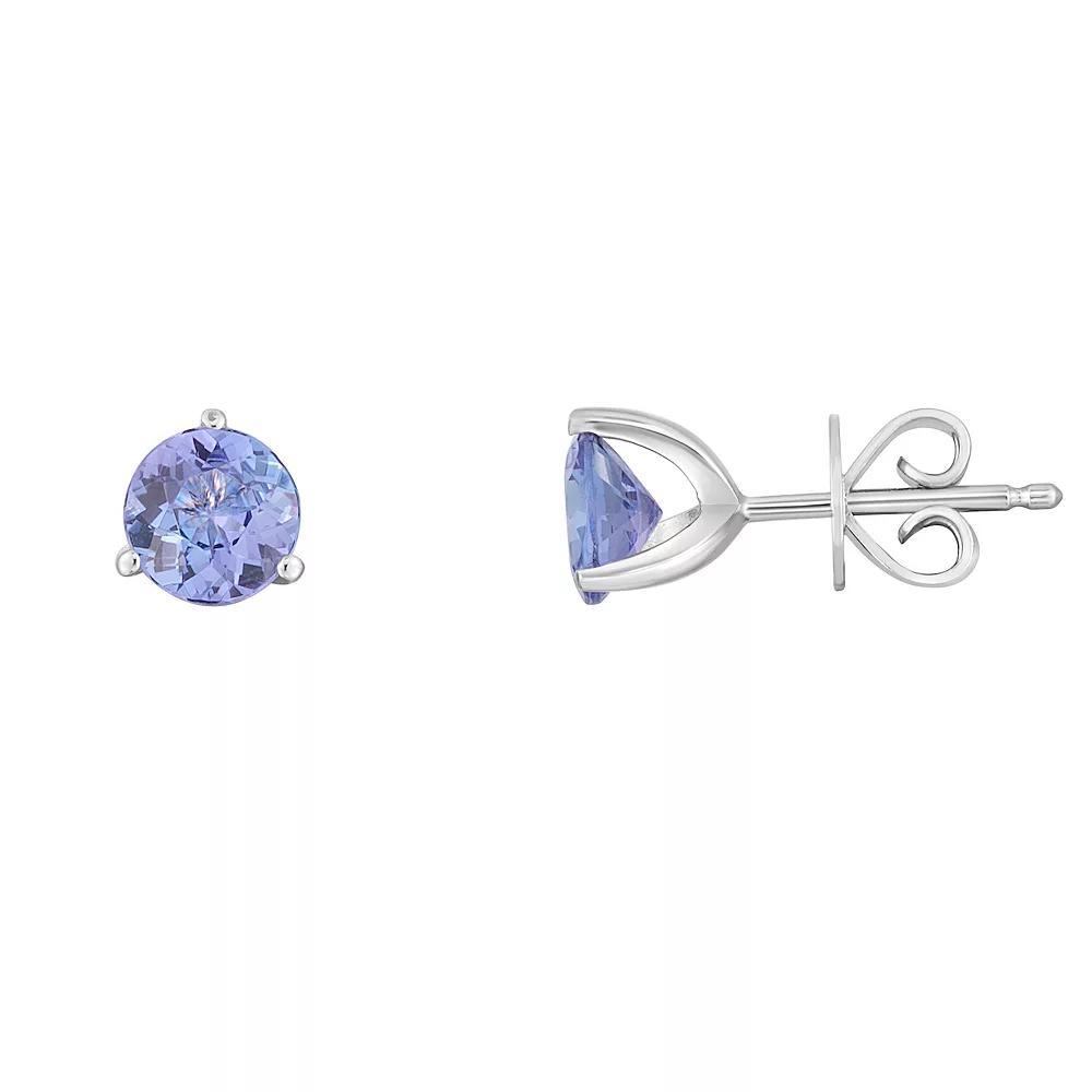 Sterling Silver Tanzanite Stud Earrings, Womens Product Image