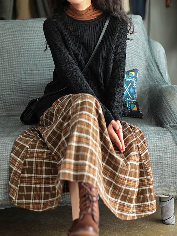 Artistic Retro Plaid A-Line Skirt Product Image