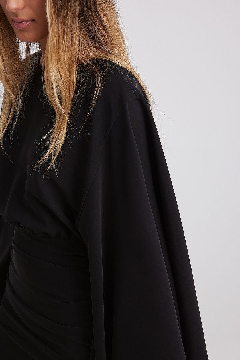 Wide Sleeve Draped Mini Dress Product Image