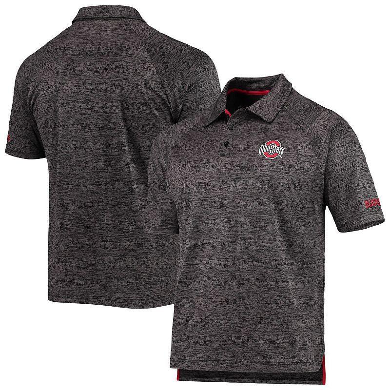 Men's Colosseum Heathered Black Ohio State Buckeyes Down Swing Raglan Polo, Size: Medium, Charco Product Image