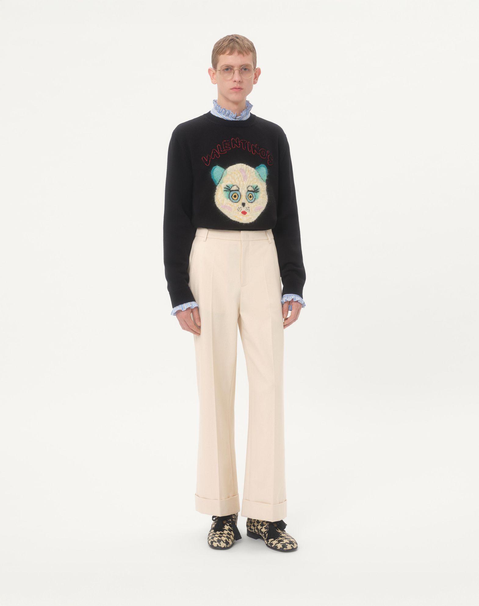 Wool And Cotton Sweater With Le Chat De La Maison Patch Product Image