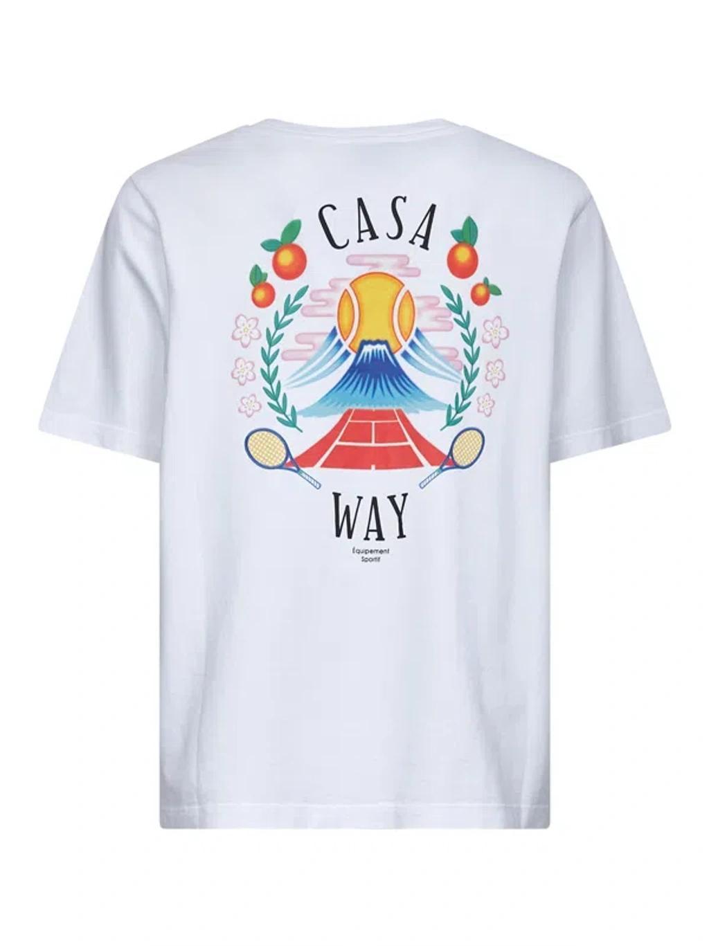 CASABLANCA Mens Casa Way Mountain Graphic-print Cotton-jersey T-shirt Xxxl In White Product Image