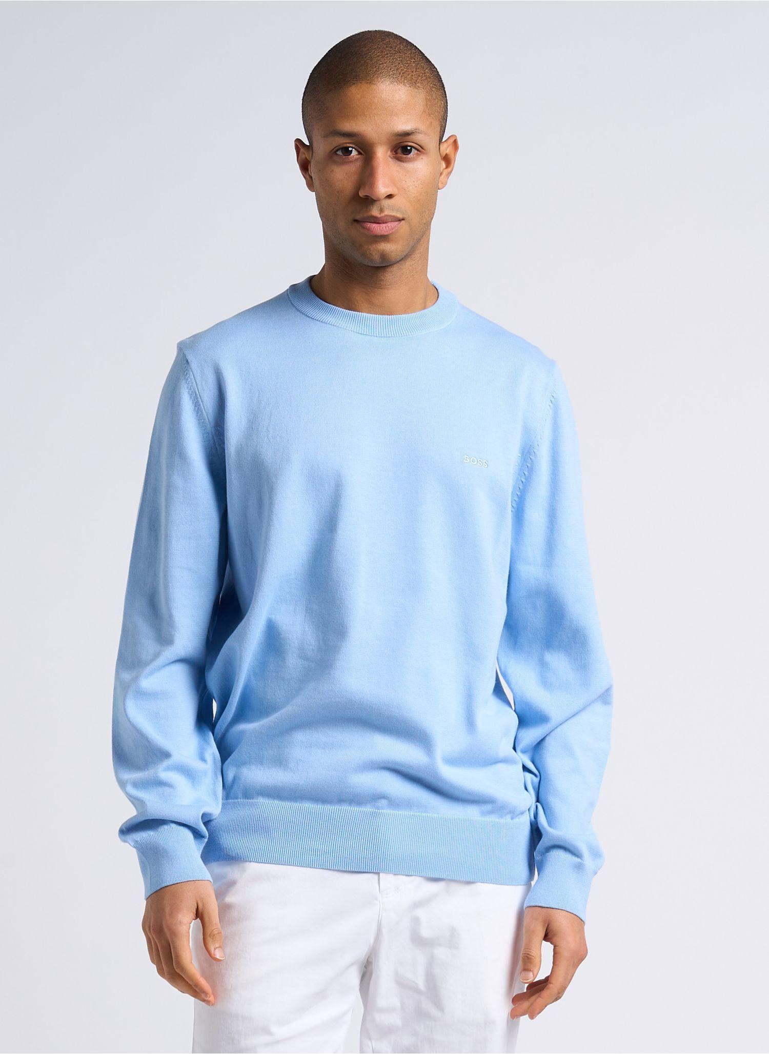 HUGO BOSS Logo-embroidered Cotton Sweatshirt In Blue Product Image