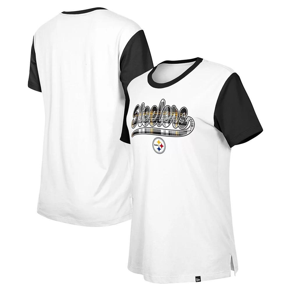Women's New Era White/Black Pittsburgh Steelers 3rd Down T-Shirt, Size: XL Product Image