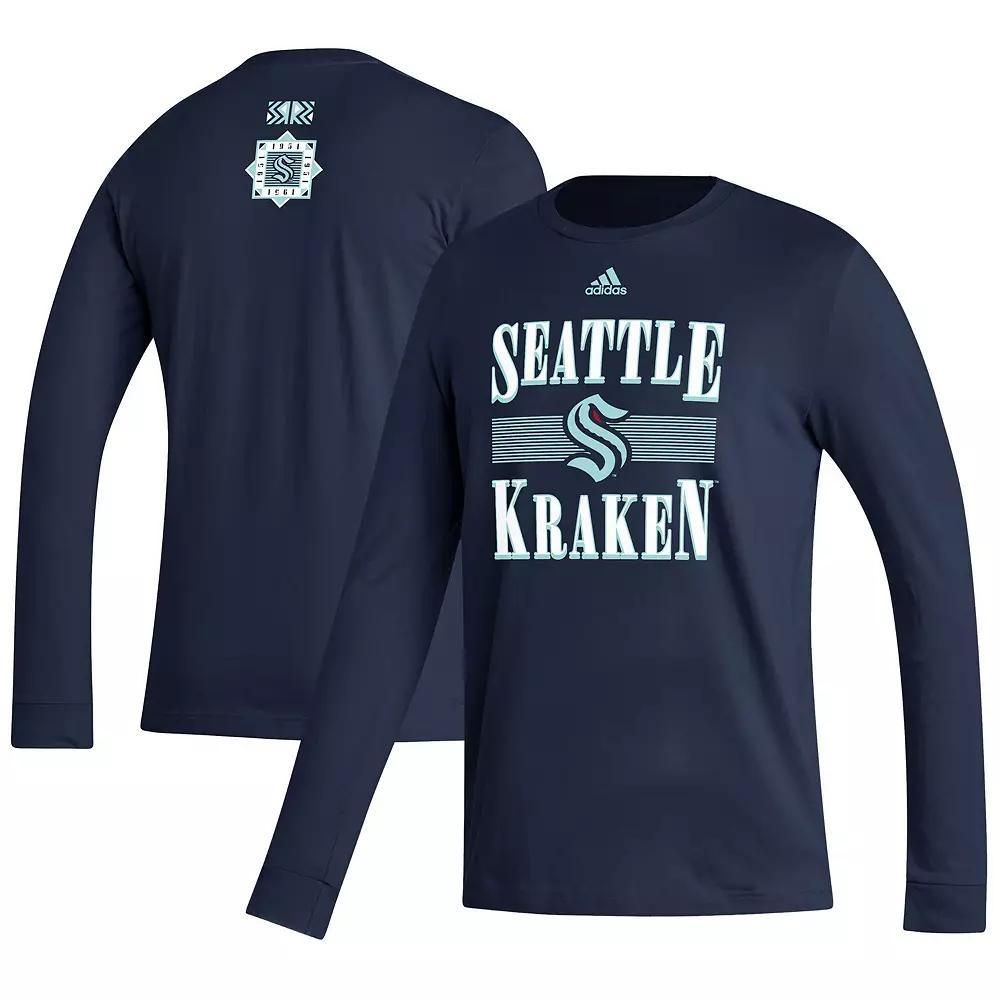 Men's adidas Navy Seattle Kraken Reverse Retro 2.0 Fresh Playmaker Long Sleeve T-Shirt, Size: XL, Krk Blue Product Image
