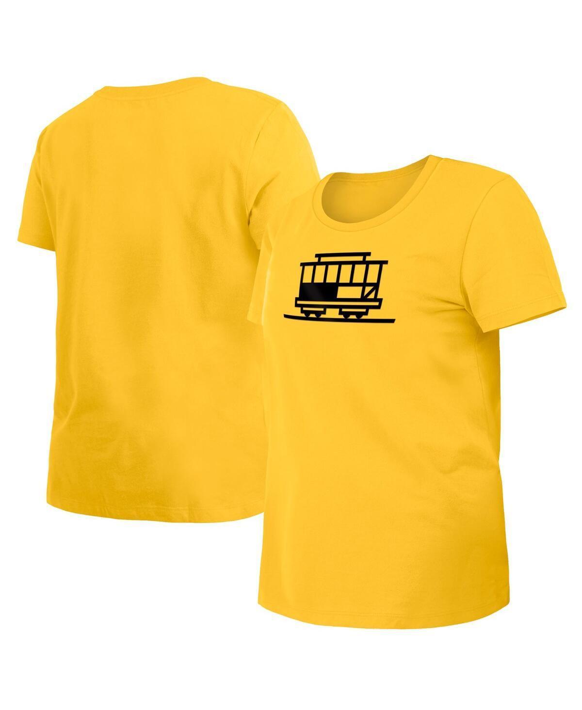 Women's New Era Gold Golden State Warriors 2023/24 City Edition T-Shirt, Size: XL Product Image