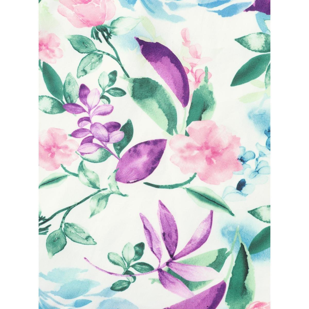 Plus Size Floral Print Layered Stretchy Waist Midi Dress Cerulean Women V-neck Short sleeve Curvy BloomChic 12/L Product Image