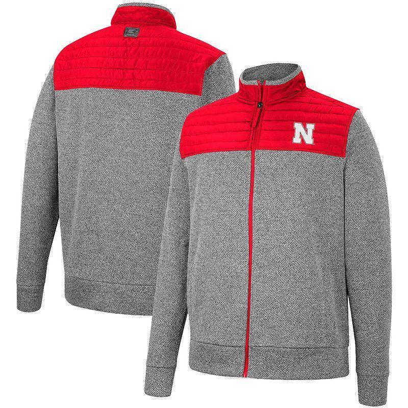 Men's Colosseum Charcoal/Navy West Virginia Mountaineers Putter Herringbone Full-Zip Jacket, Size: XL Product Image