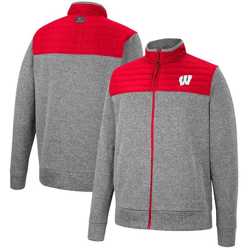 Men's Colosseum Charcoal/Navy West Virginia Mountaineers Putter Herringbone Full-Zip Jacket, Size: XL Product Image