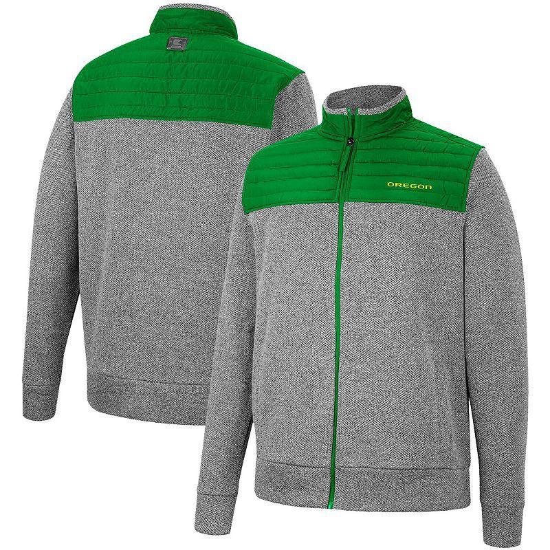 Men's Colosseum Charcoal/Navy West Virginia Mountaineers Putter Herringbone Full-Zip Jacket, Size: XL Product Image