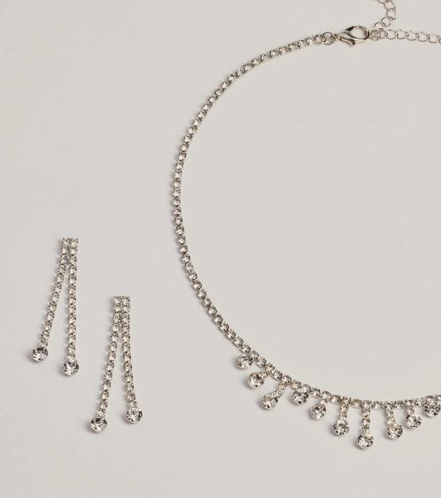 Gorgeously Glam Rhinestone Necklace And Earrings Set Product Image