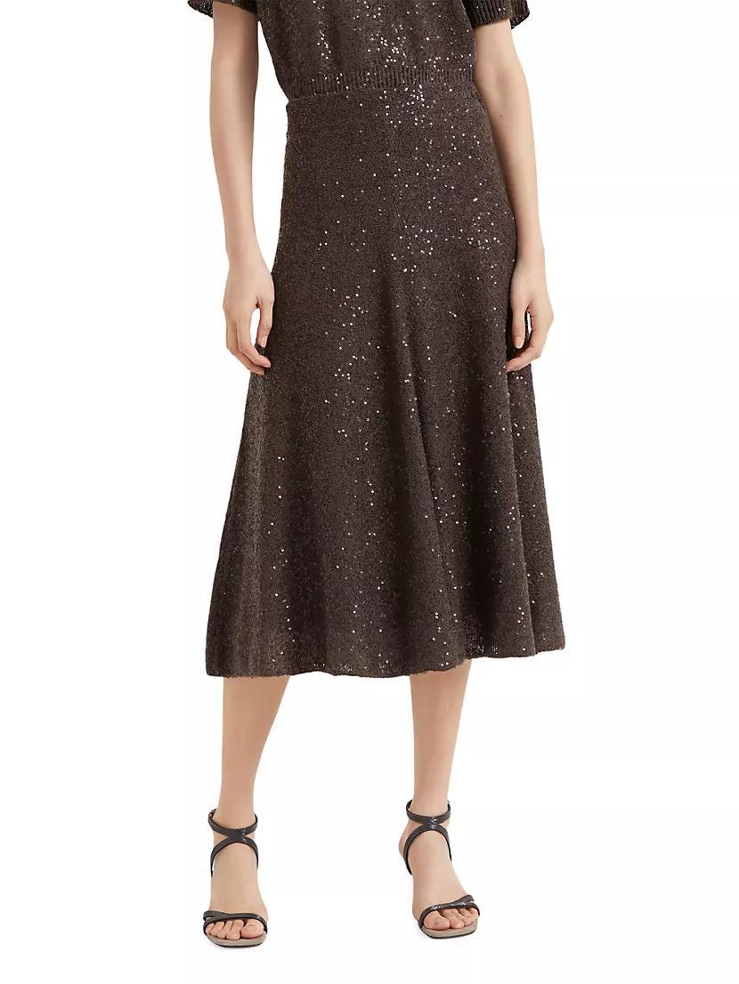 Linen, Cashmere and Silk Dazzling Texture Knit Skirt Product Image