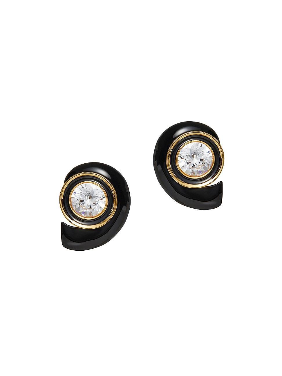 Womens Deco Swirl 14K-Gold-Plated, Enamel & Crystal Stud Earrings Product Image