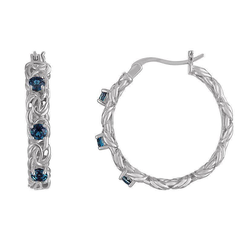 Designs by Gioelli Sterling Silver Gemstone Byzantine Hoop Earrings, Womens, Cr Red Product Image