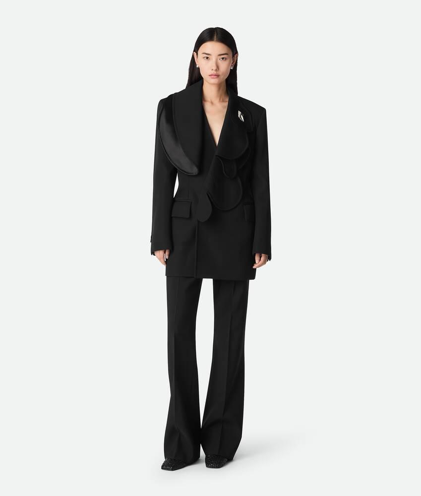 Women's Light Wool Flared Trousers in Black Product Image