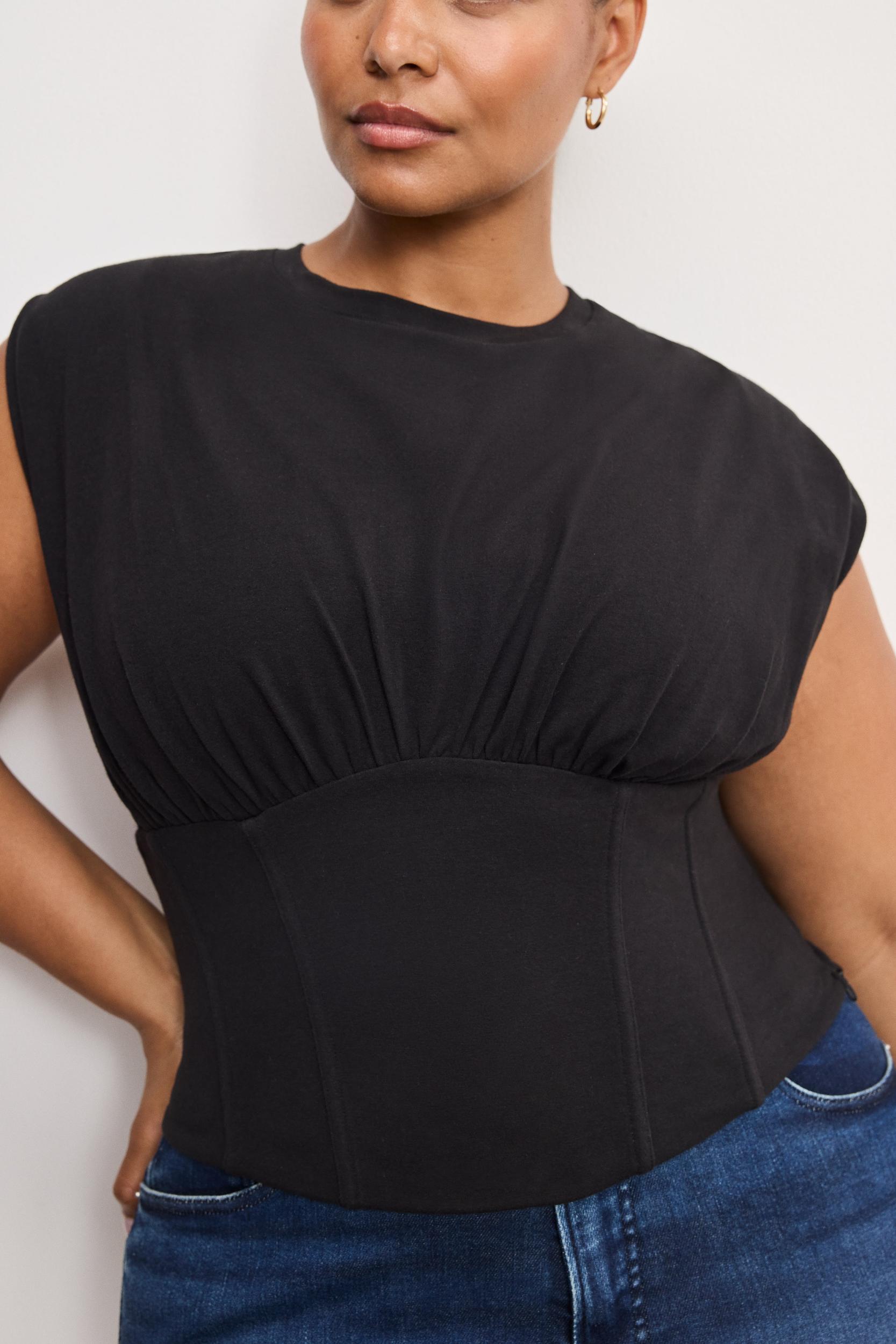 SLEEVELESS CORSET TOP | BLACK001 Product Image