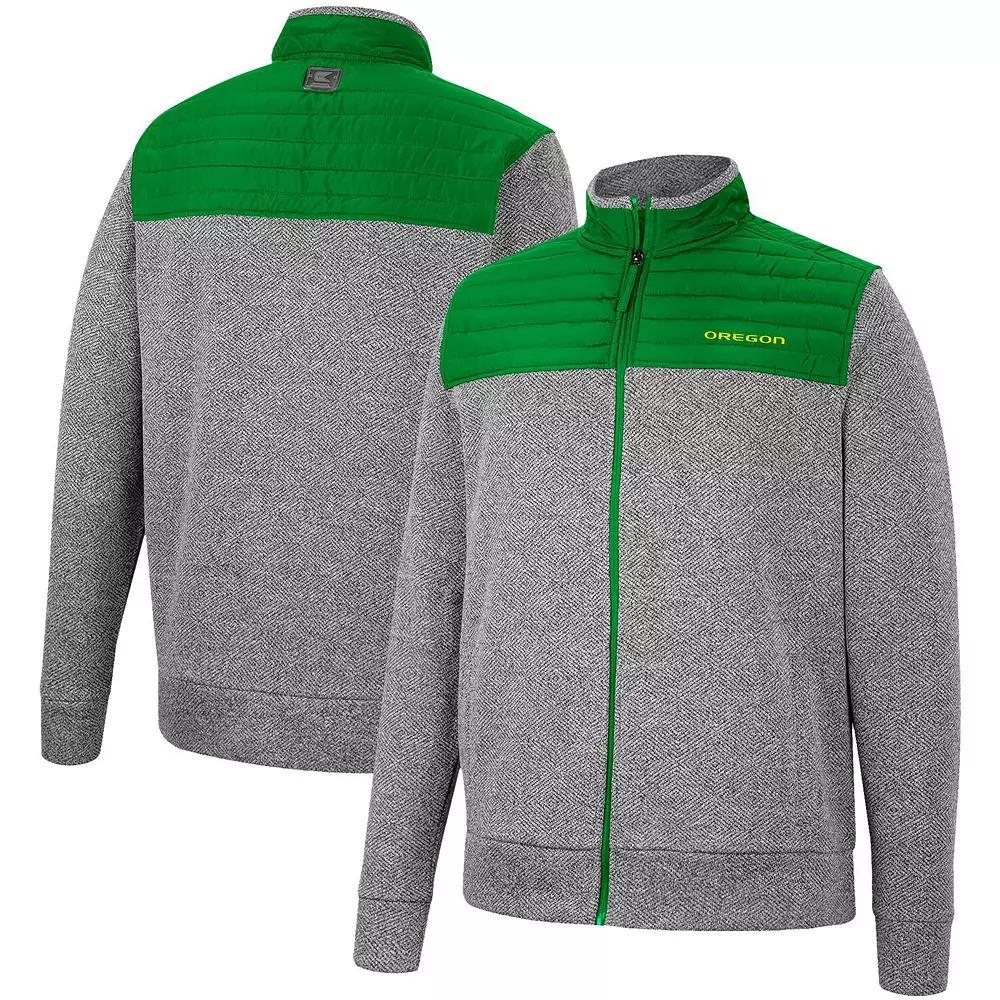 Men's Colosseum Charcoal/Navy West Virginia Mountaineers Putter Herringbone Full-Zip Jacket, Size: XL Product Image