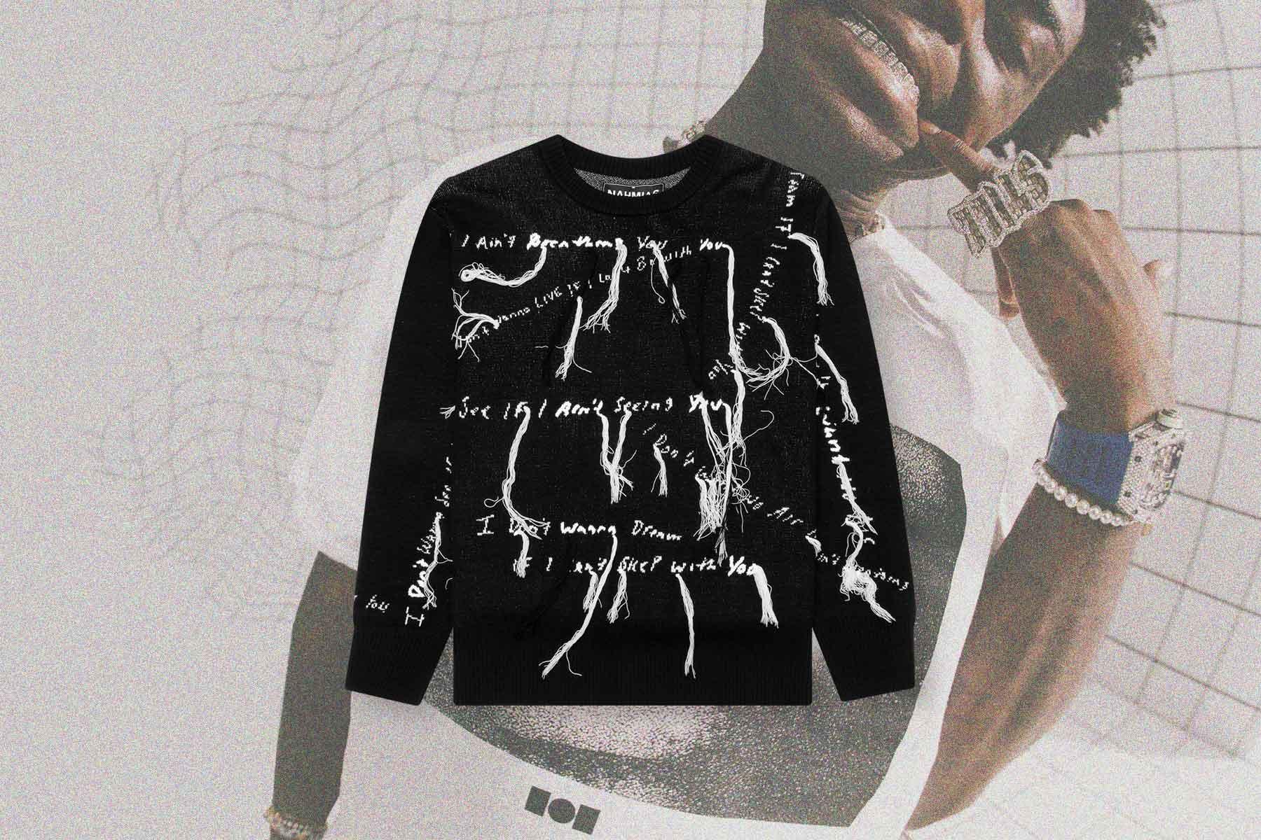 Nahmias x Kodak Black Knit Lyric Crewneck - Black Male Product Image